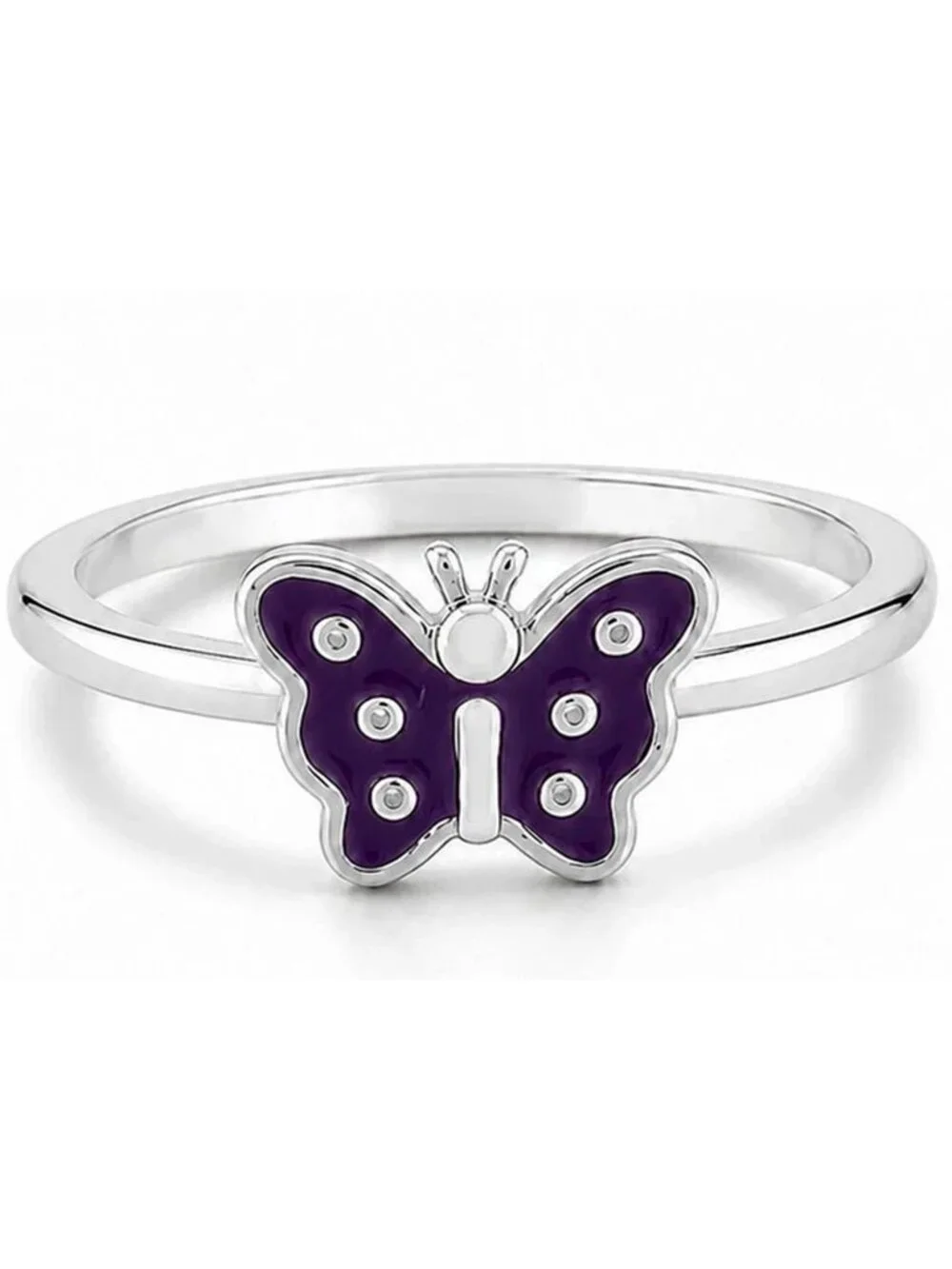 Solid Enamel Butterfly Ring Solid .925 Sterling Silver